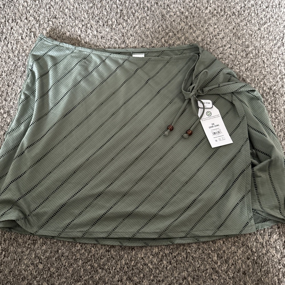 Time And Tru Women's 2XL Olive Green Swim Skirt Cover Up NWT